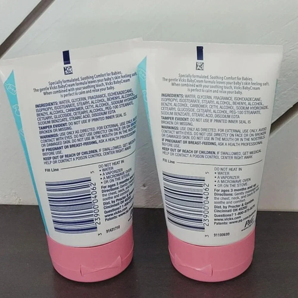 2 Vicks Baby Cream Soothing Cream Eucalyptus Rosemary Aloe Vera & Lavender‎ 14CT